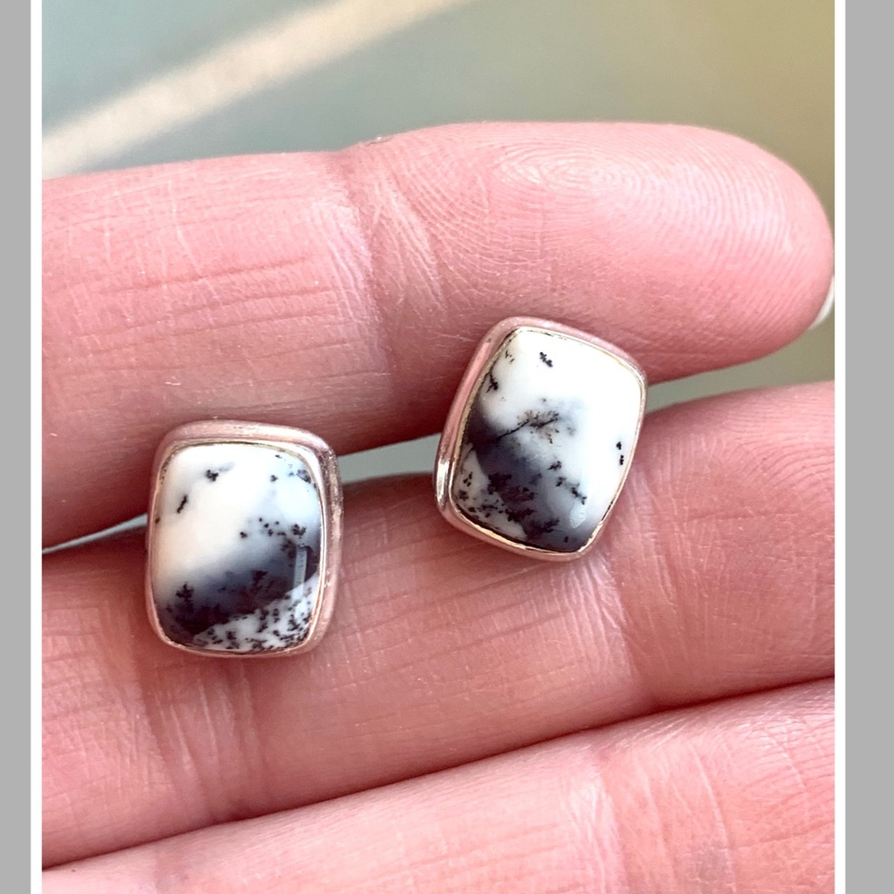 Sterling & Dendritic Agate studs